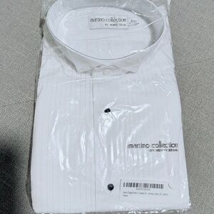NWT Martino Collection White Pleated Dress Shirt Forma Henry Segal, Medium 32/33